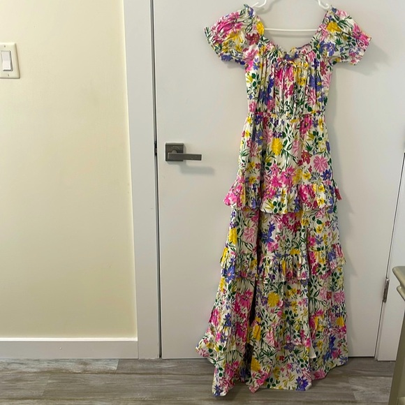 ASTR  VIONA FLORAL OFF SHOULDER TIERED MAXI DRESS - Picture 6 of 10